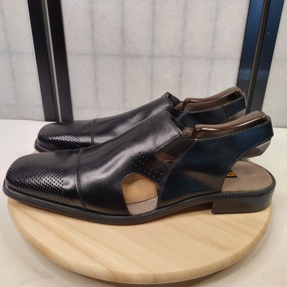 STACY ADAMS Black Closed Toe Slingback Leather Sandals Shoes Men US 15M - Picture 5 of 12